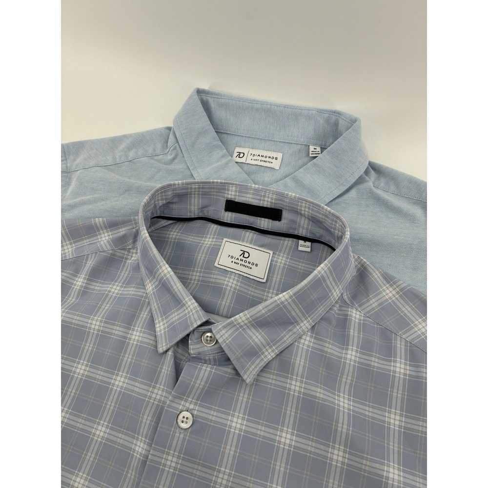 7 Diamonds Lot Of 2 4-Way Stretch Button Up Shirt Performance Sweat Wick